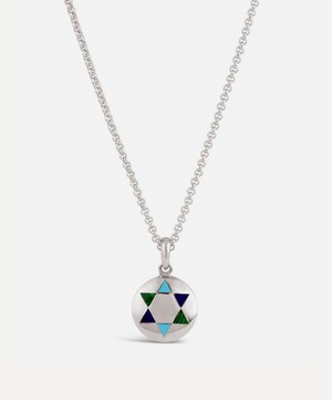Dinny Hall - Silver Sacred Star Disc Inlaid Pendant Necklace image number 0