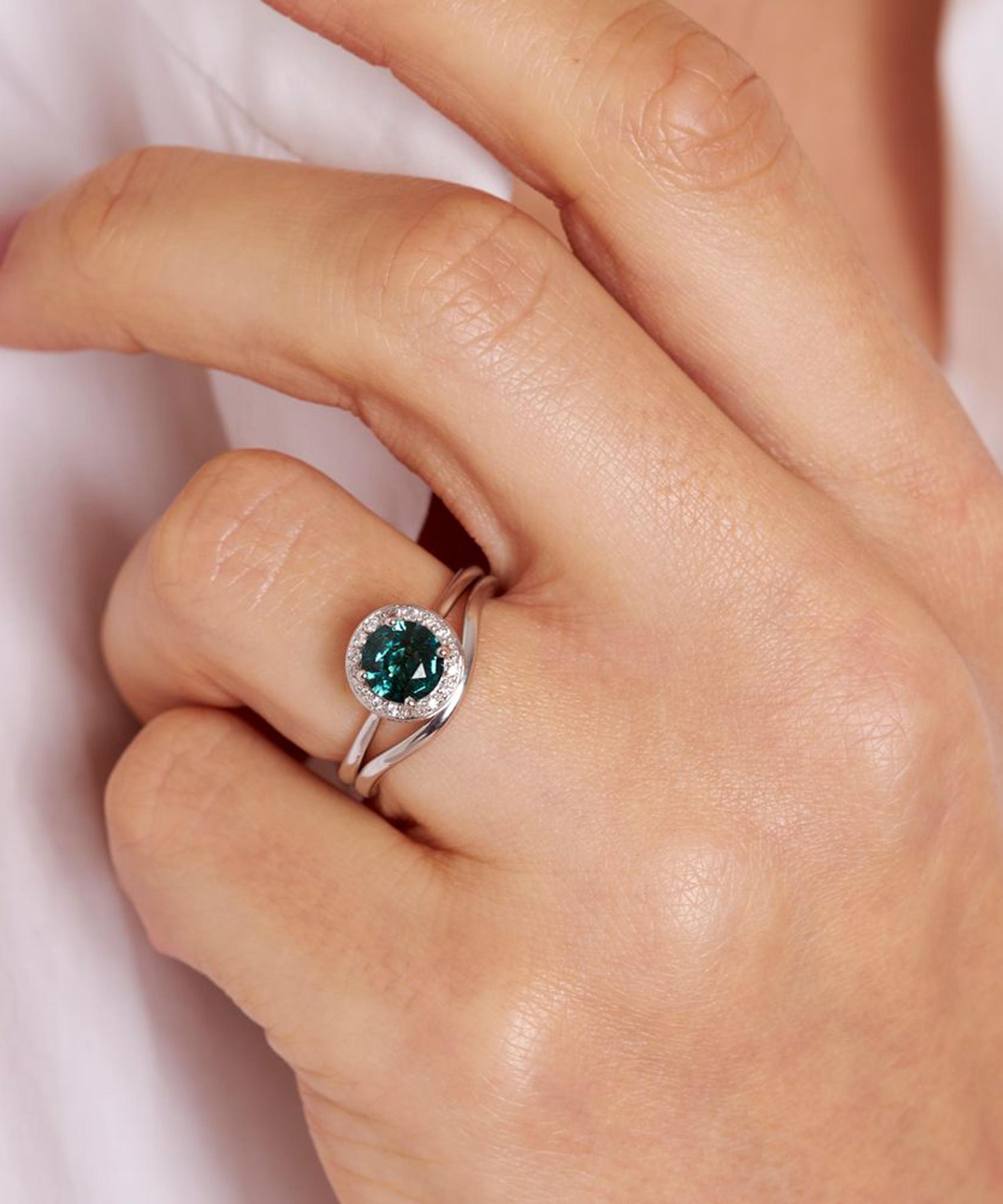Dinny Hall - White Gold Sheba Round Tourmaline and Diamond Ring image number 1