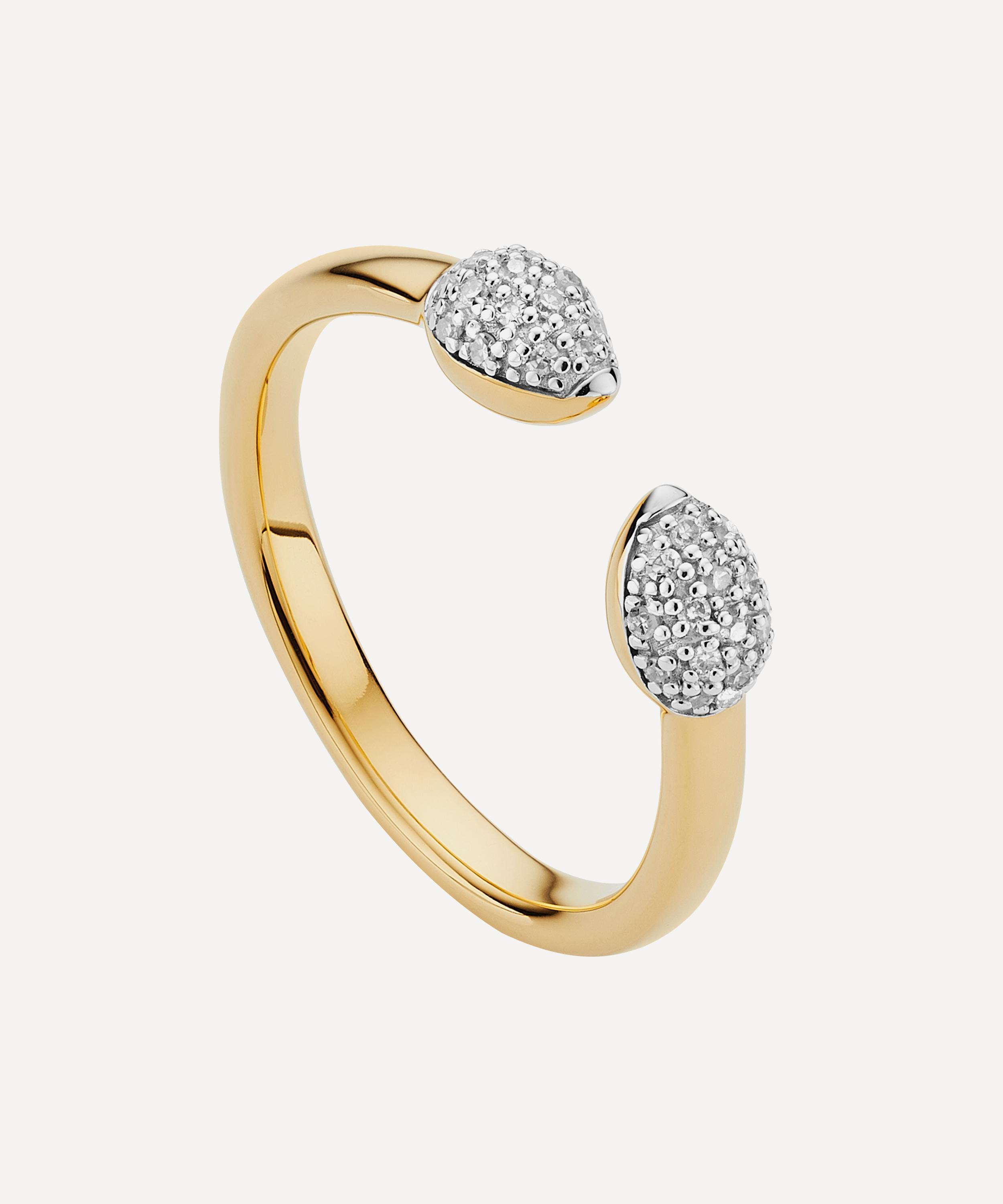 Monica Vinader - Gold Plated Vermeil Silver Fiji Bud Diamond Stacking Ring image number 