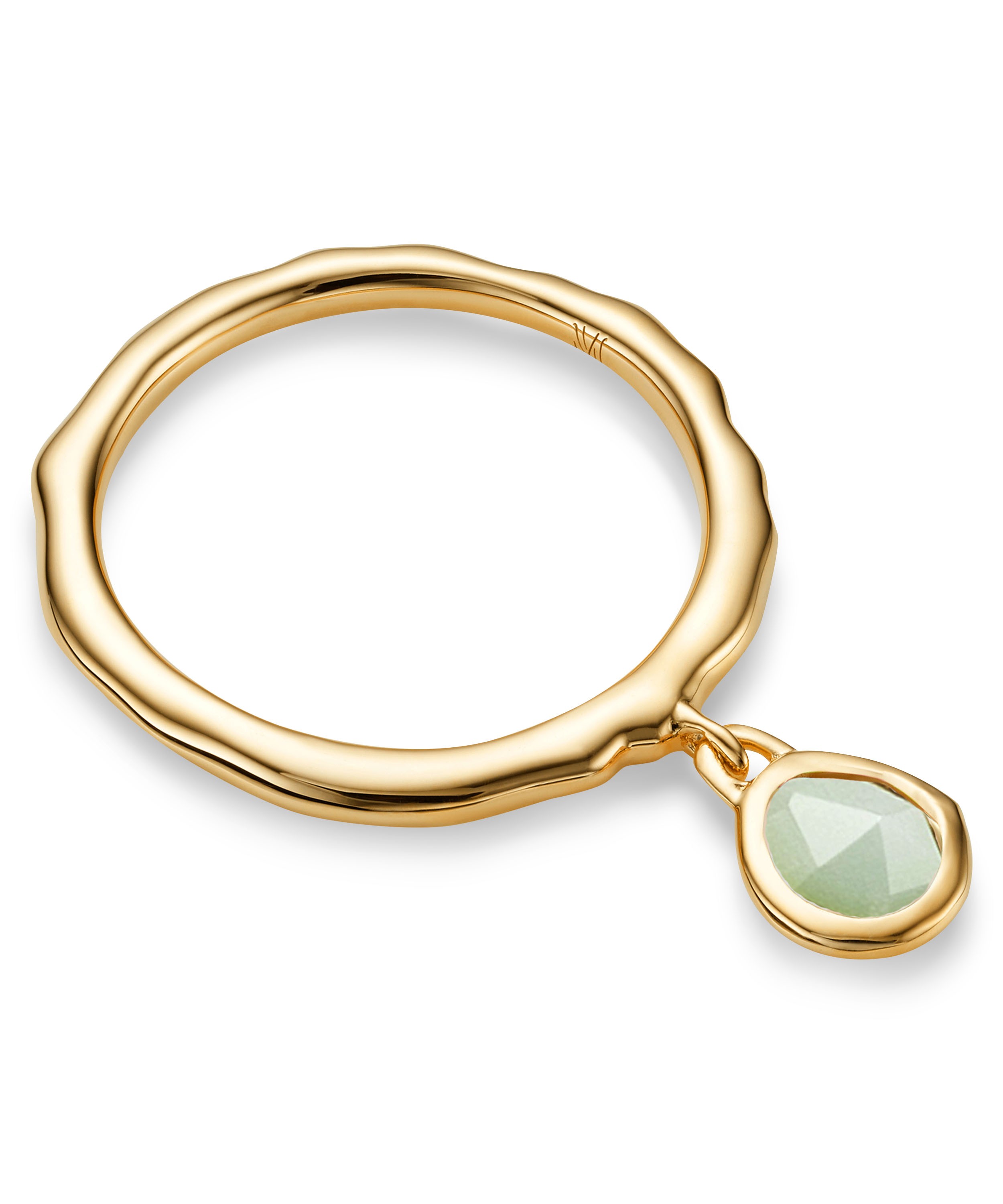 Monica Vinader - Gold Plated Vermeil Silver Siren Chrysoprase Charm Ring image number 0