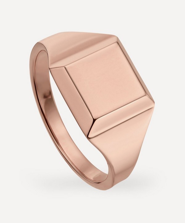 Monica Vinader - Rose Gold Plated Vermeil Silver Signature Signet Ring image number null