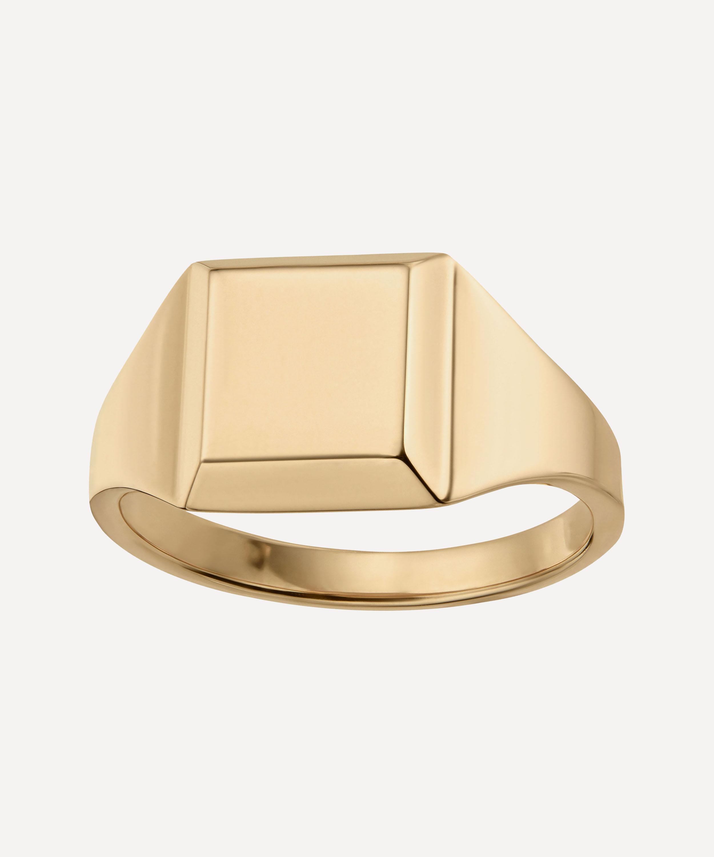 Monica Vinader - Gold Plated Vermeil Silver Signature Signet Ring image number 0