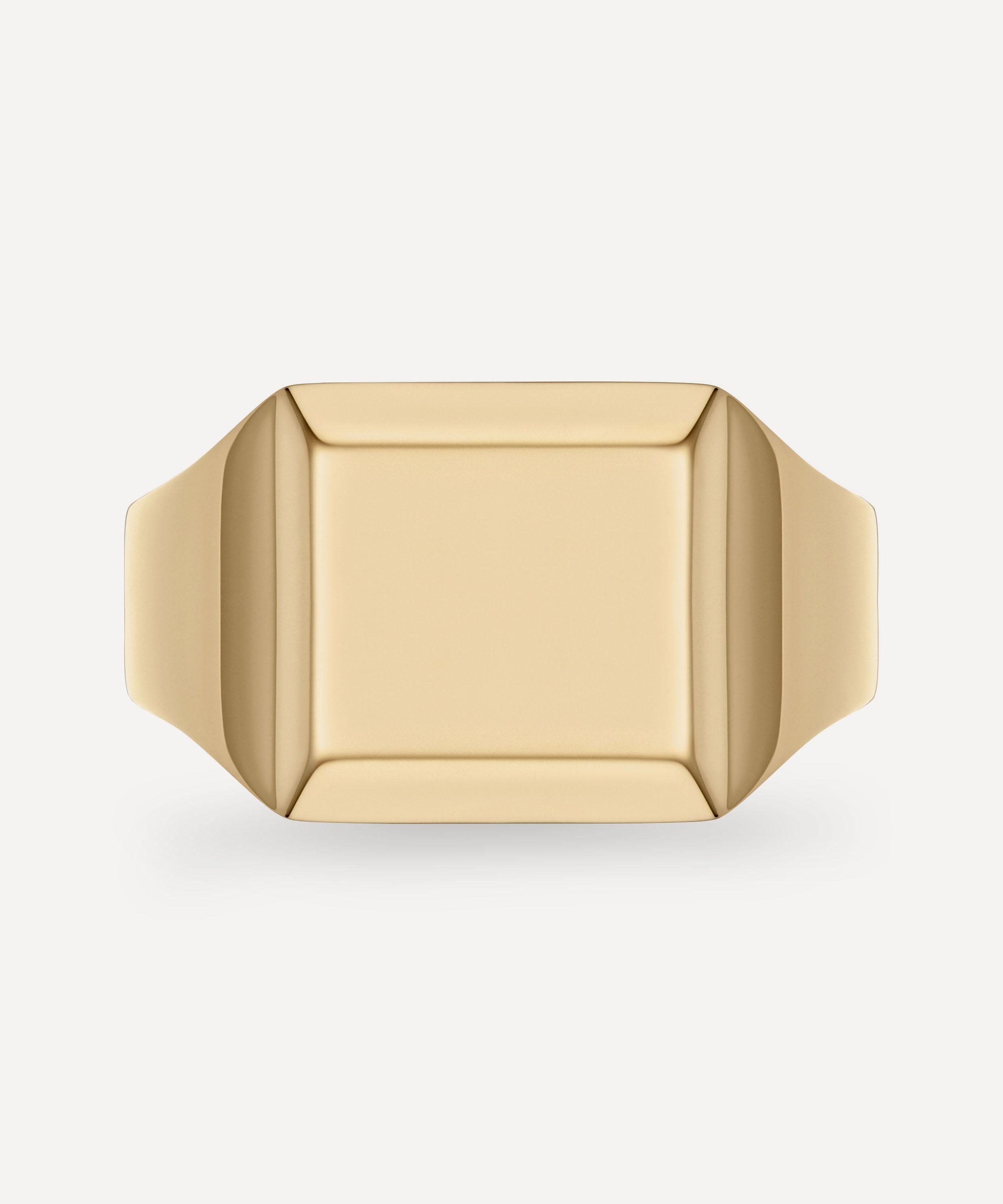 Monica Vinader - Gold Plated Vermeil Silver Signature Signet Ring image number 
