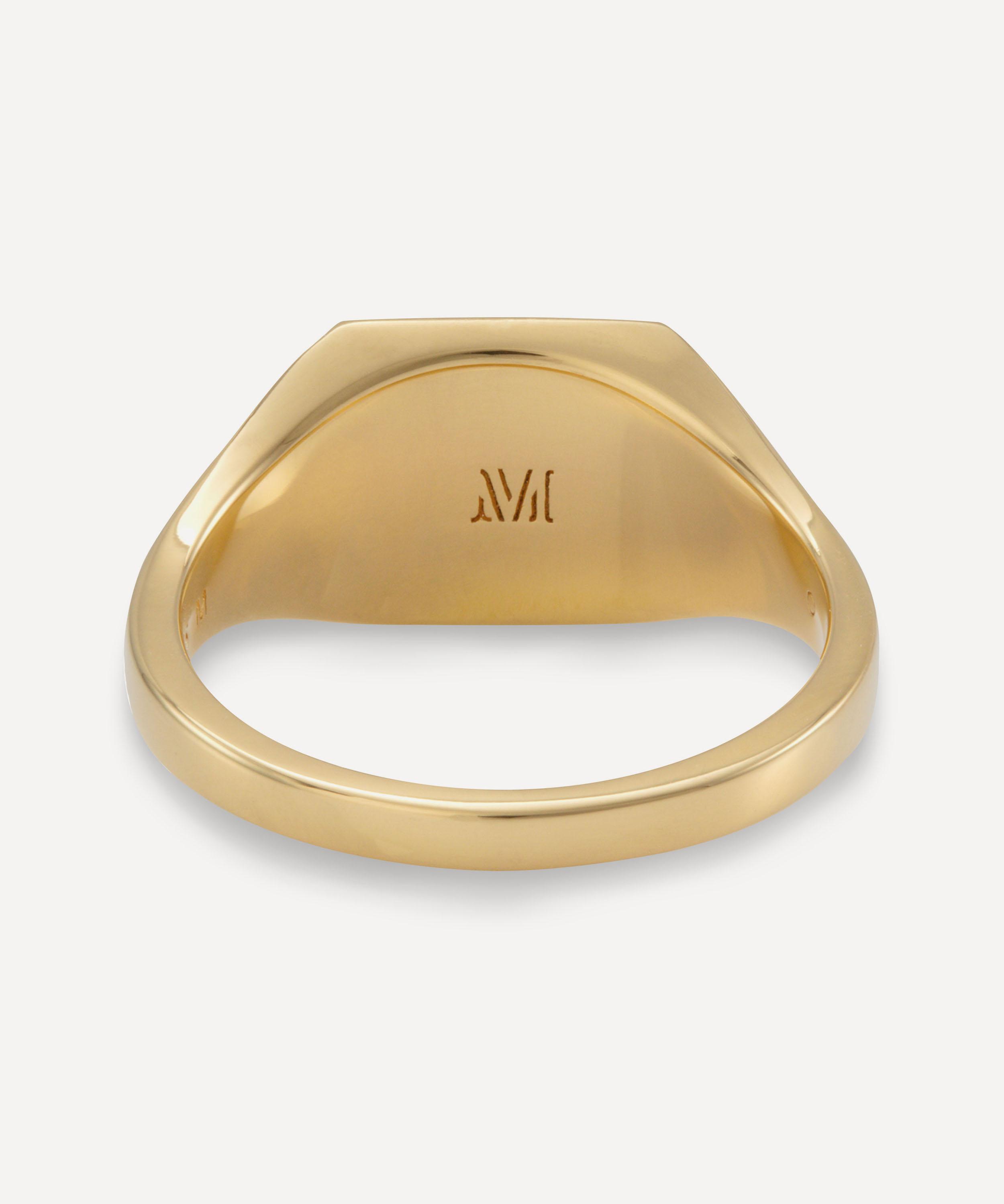 Monica Vinader - Gold Plated Vermeil Silver Signature Signet Ring image number 