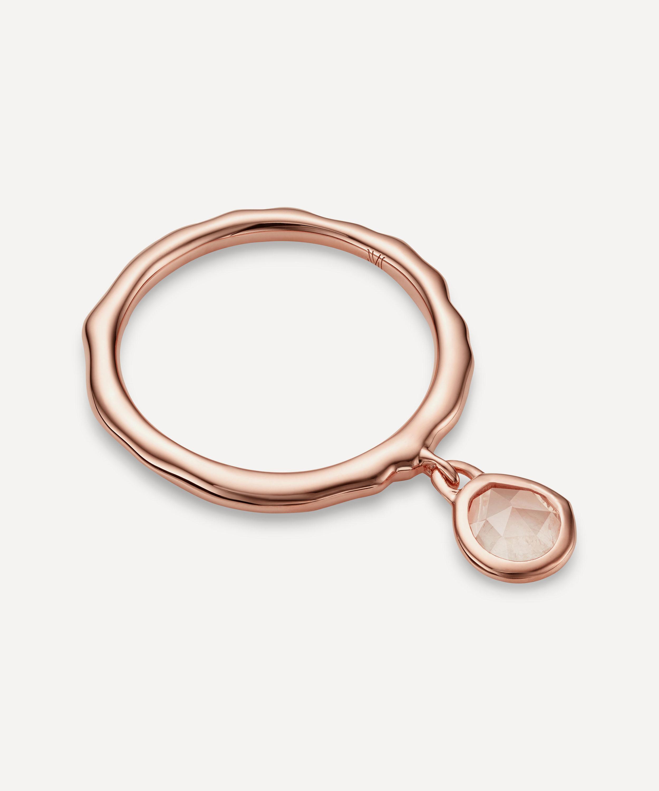 Monica Vinader - Rose Gold Plated Vermeil Silver Siren Rose Quartz Charm Ring image number 0