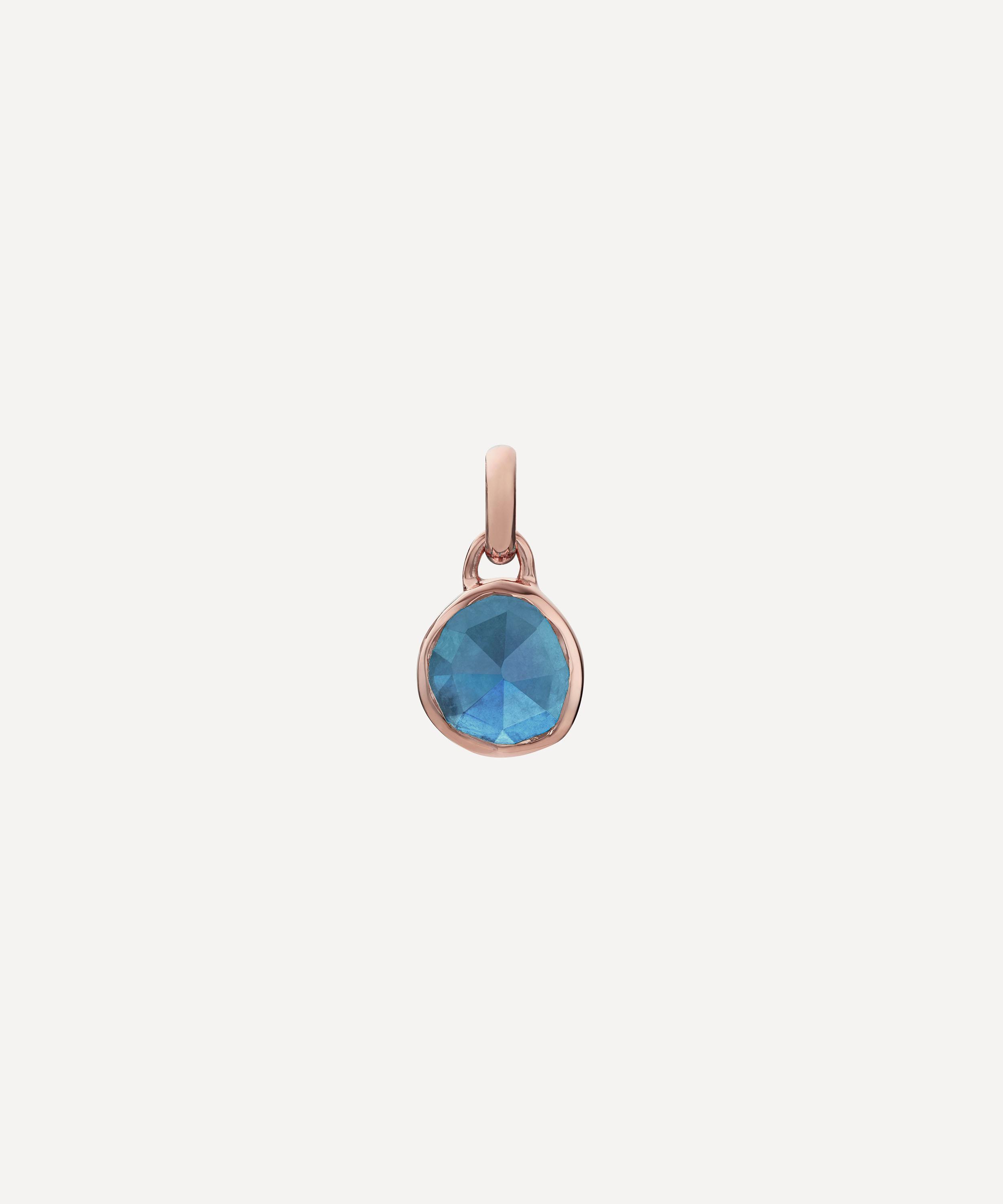 Monica Vinader - Rose Gold Plated Vermeil Silver Mini Bezel Kyanite Pendant image number 0