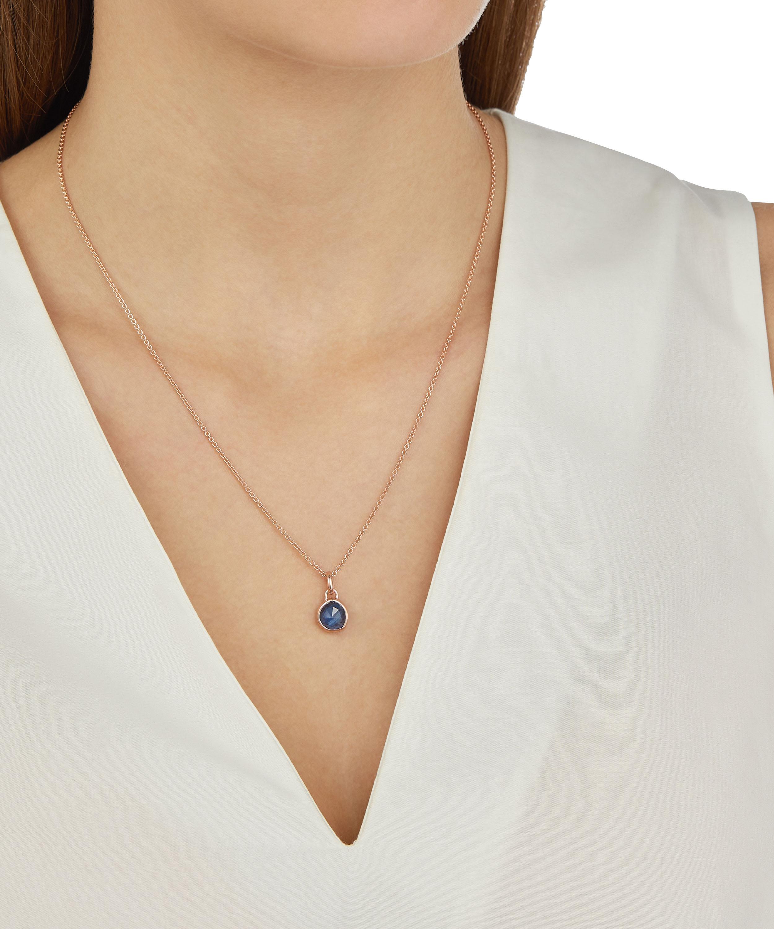 Monica Vinader - Rose Gold Plated Vermeil Silver Mini Bezel Kyanite Pendant image number 1
