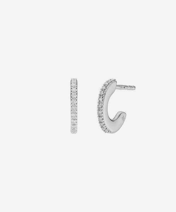 Monica Vinader - Silver Fiji Diamond Small Skinny Hoop Earrings image number null