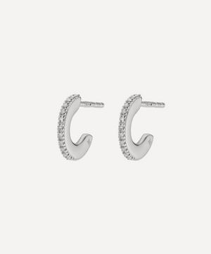 Monica Vinader - Silver Fiji Diamond Small Skinny Hoop Earrings image number 2