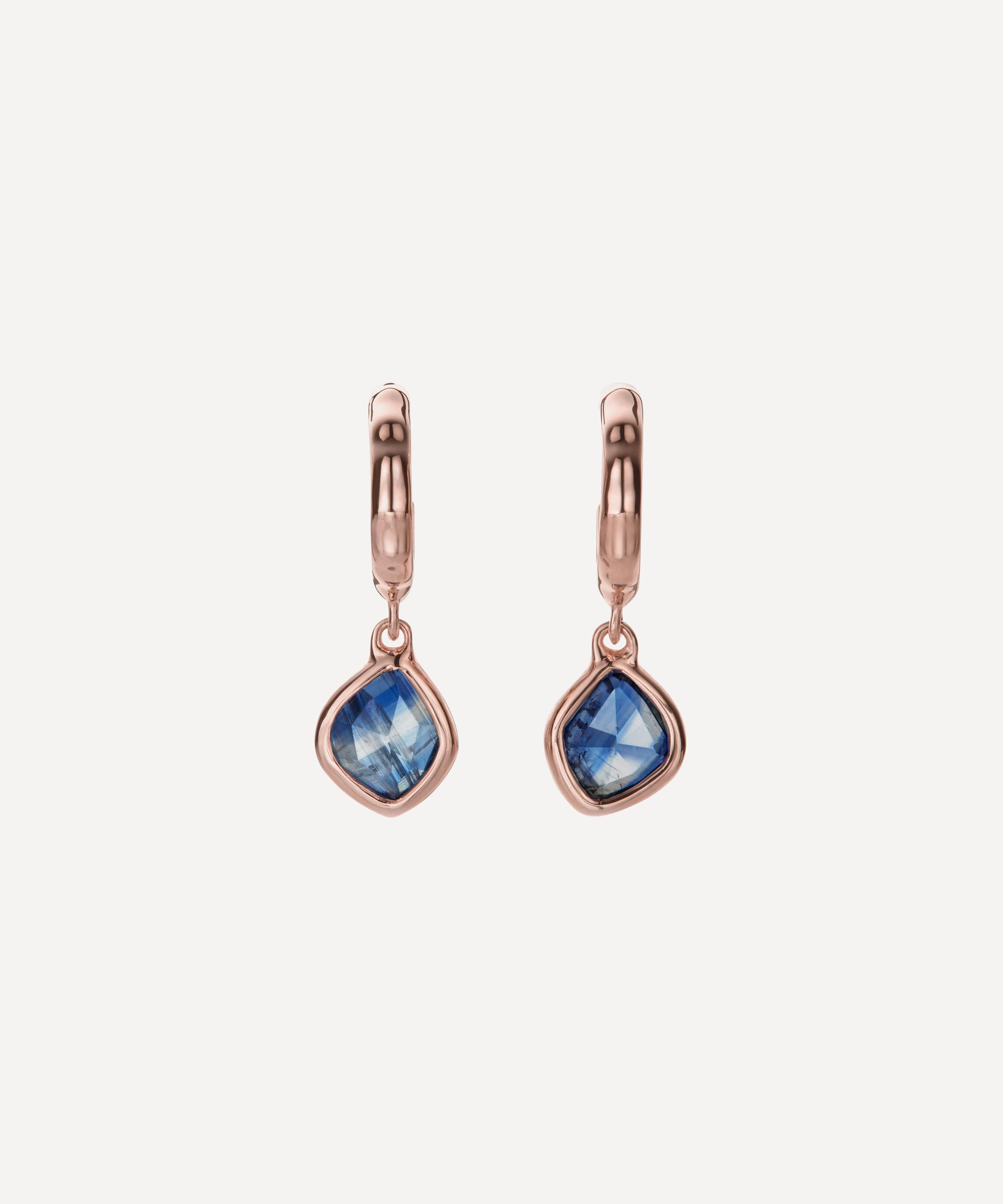 Shop Monica Vinader Rose Gold Plated Vermeil Silver Siren Kyanite Mini Nugget Hoop Earrings In Rose Gold Vermeil