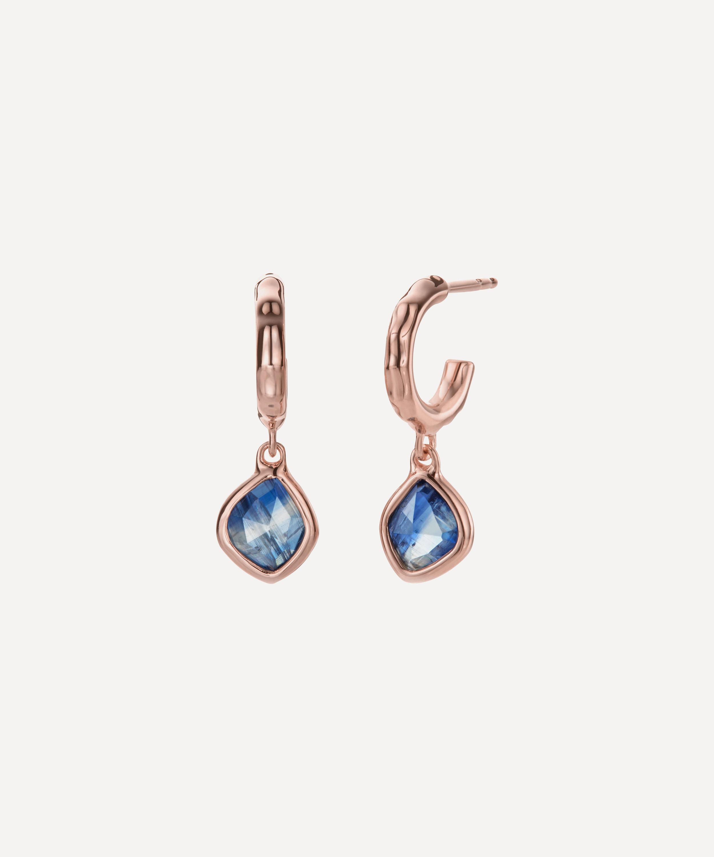 Shop Monica Vinader Rose Gold Plated Vermeil Silver Siren Kyanite Mini Nugget Hoop Earrings In Rose Gold Vermeil
