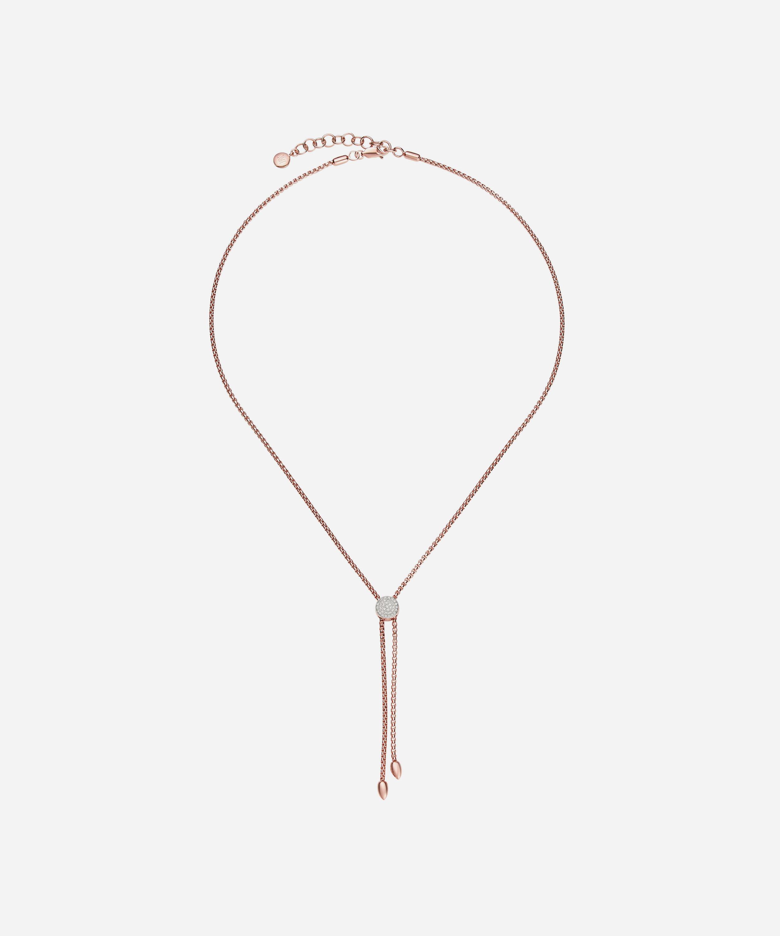 Monica Vinader - Rose Gold Plated Vermeil Silver Fiji Button Lariat Diamond Necklace image number 0