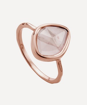 Monica Vinader - Rose Gold Plated Vermeil Silver Siren Nugget Rose Quartz Small Stacking Ring image number 2