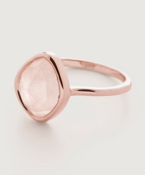 Monica Vinader - Rose Gold Plated Vermeil Silver Siren Nugget Rose Quartz Small Stacking Ring image number 3