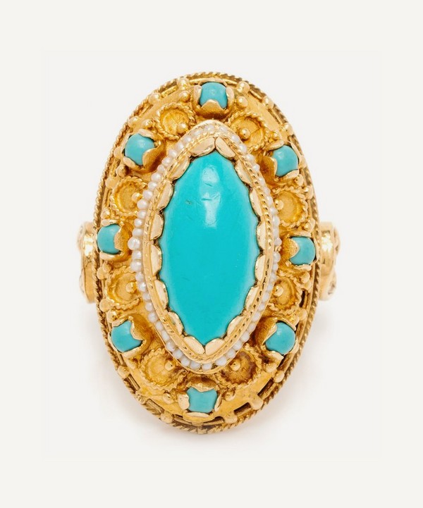 Kojis - Gold Turquoise Cocktail Ring image number null