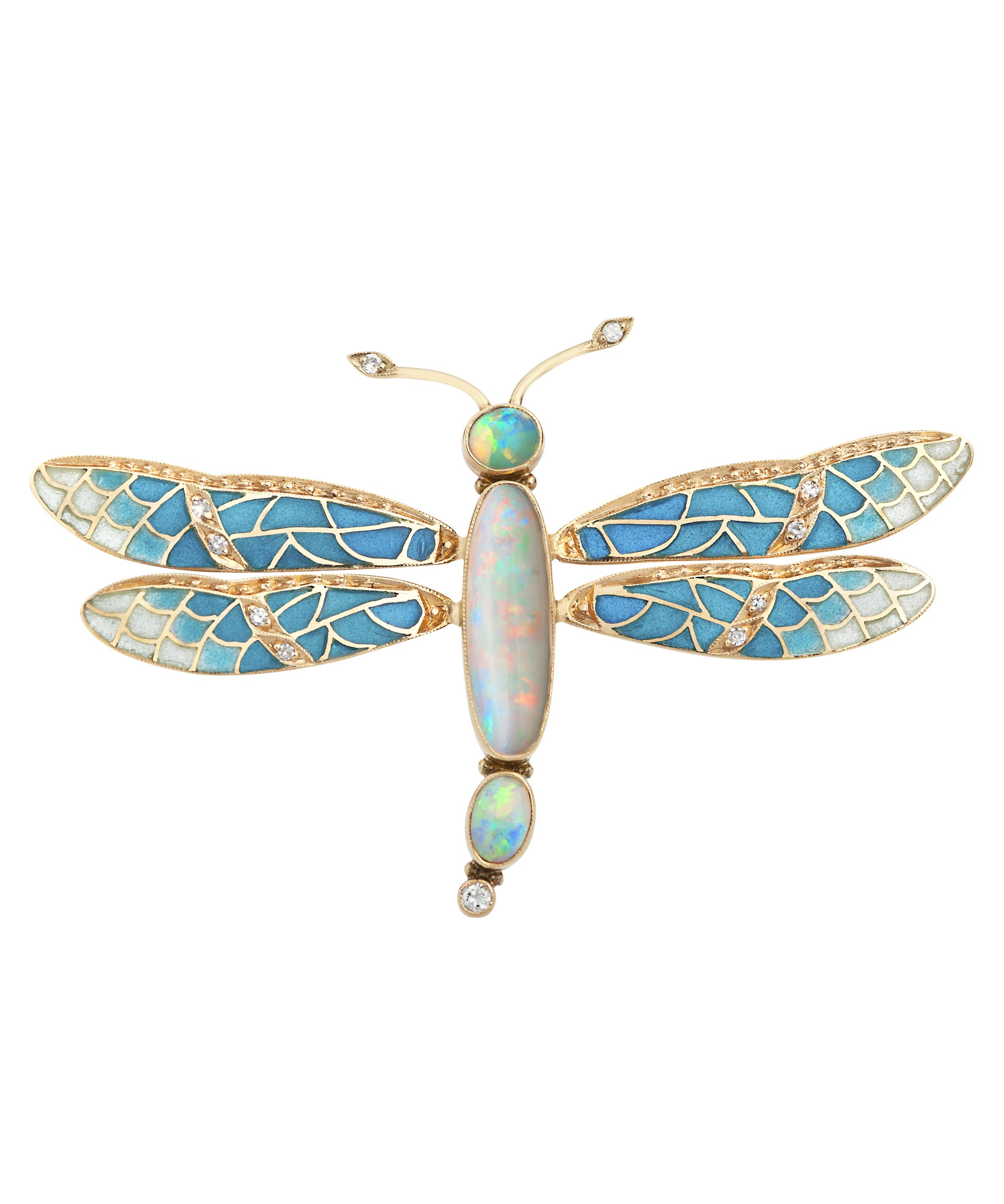 Kojis - Gold Opal and Enamel Dragonfly Brooch image number 1