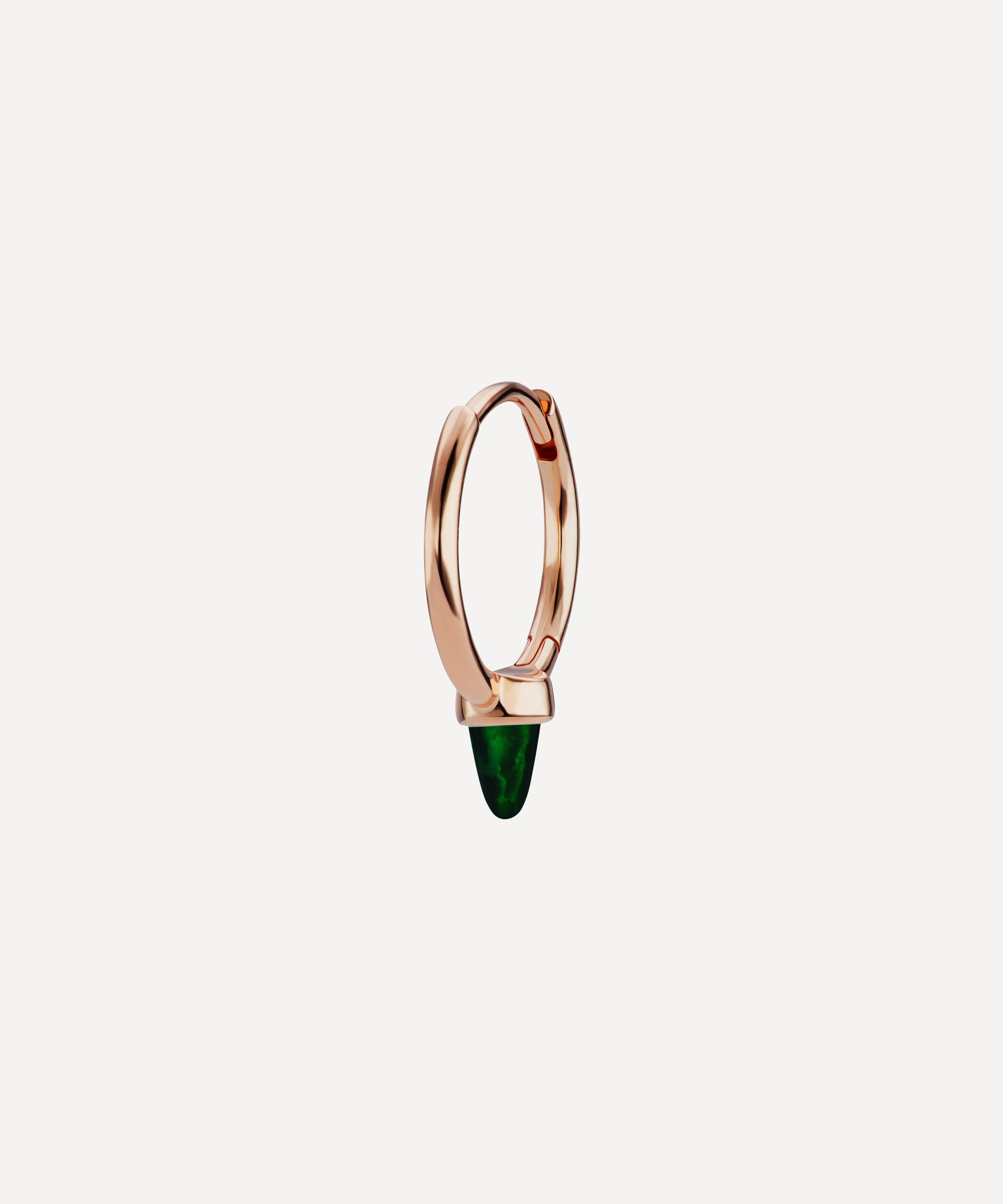 MARIA TASH MARIA TASH 9.5MM SINGLE BLACK OPAL SHORT SPIKE NON-ROTATING HOOP EARRING 000708411