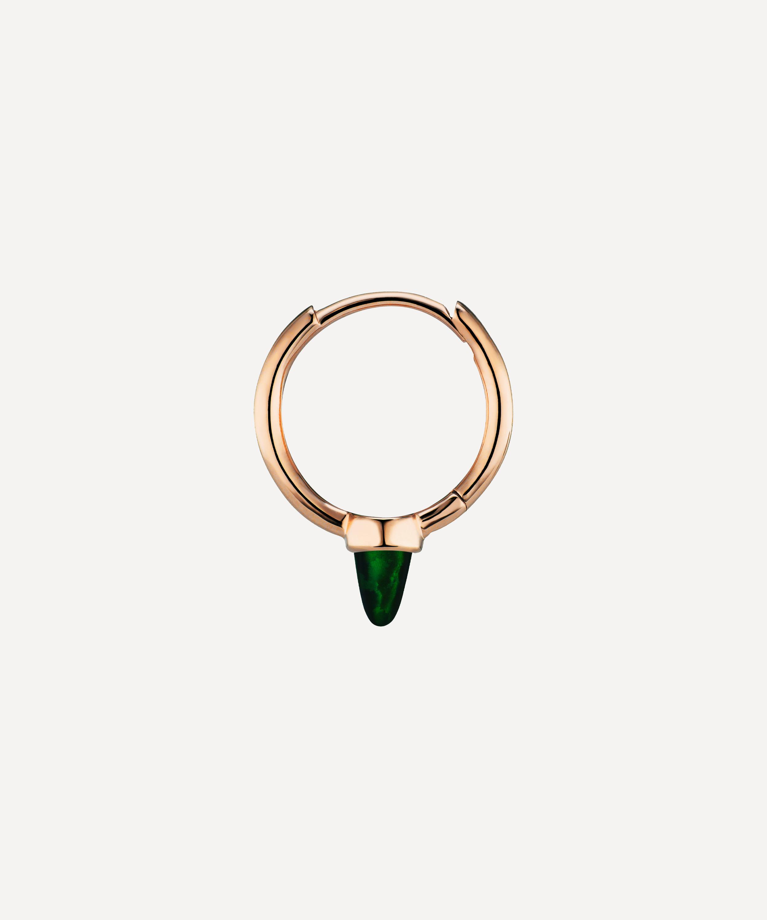 MARIA TASH MARIA TASH 9.5MM SINGLE BLACK OPAL SHORT SPIKE NON-ROTATING HOOP EARRING 000708411