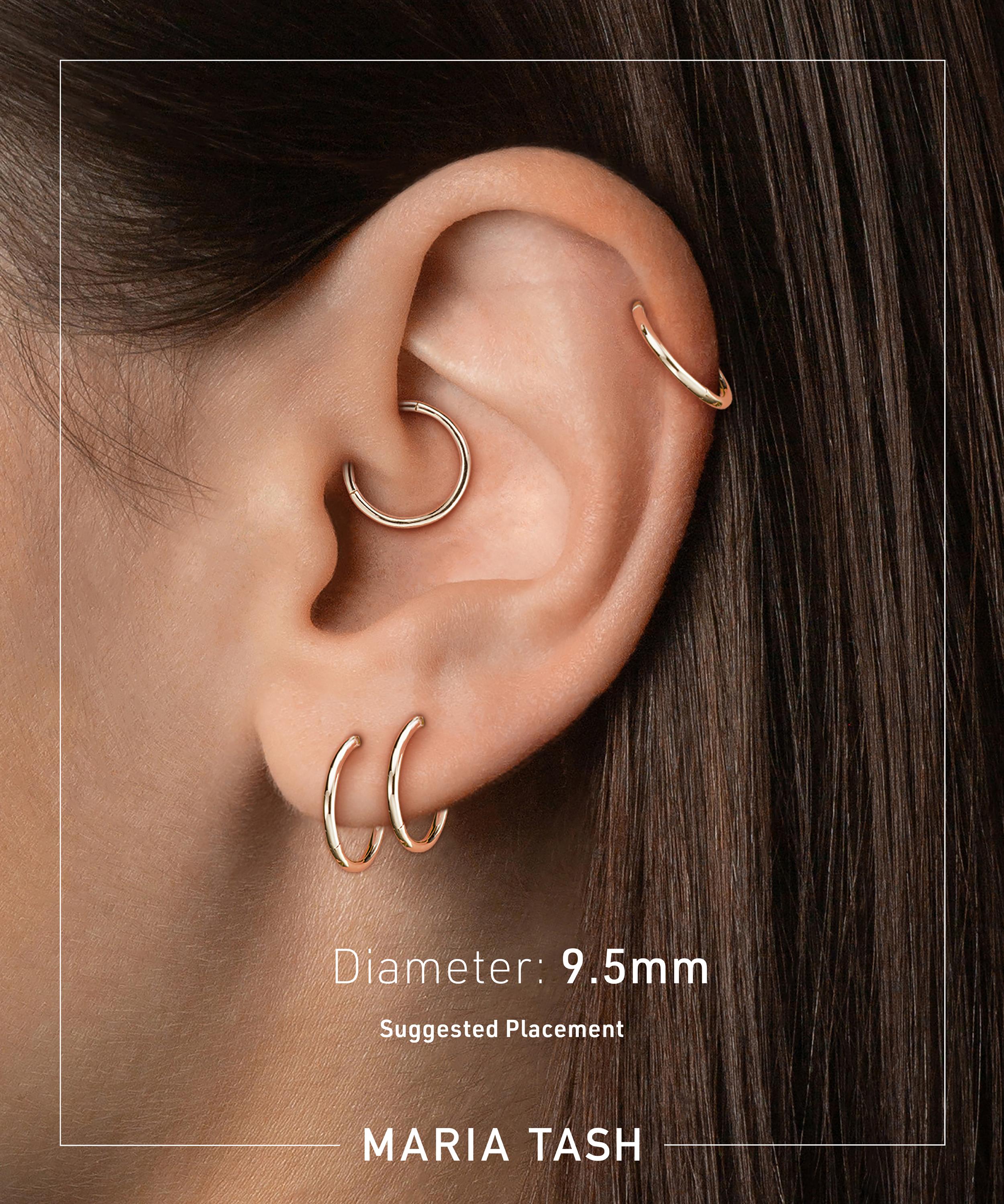 MARIA TASH MARIA TASH 9.5MM SINGLE BLACK OPAL SHORT SPIKE NON-ROTATING HOOP EARRING 000708411