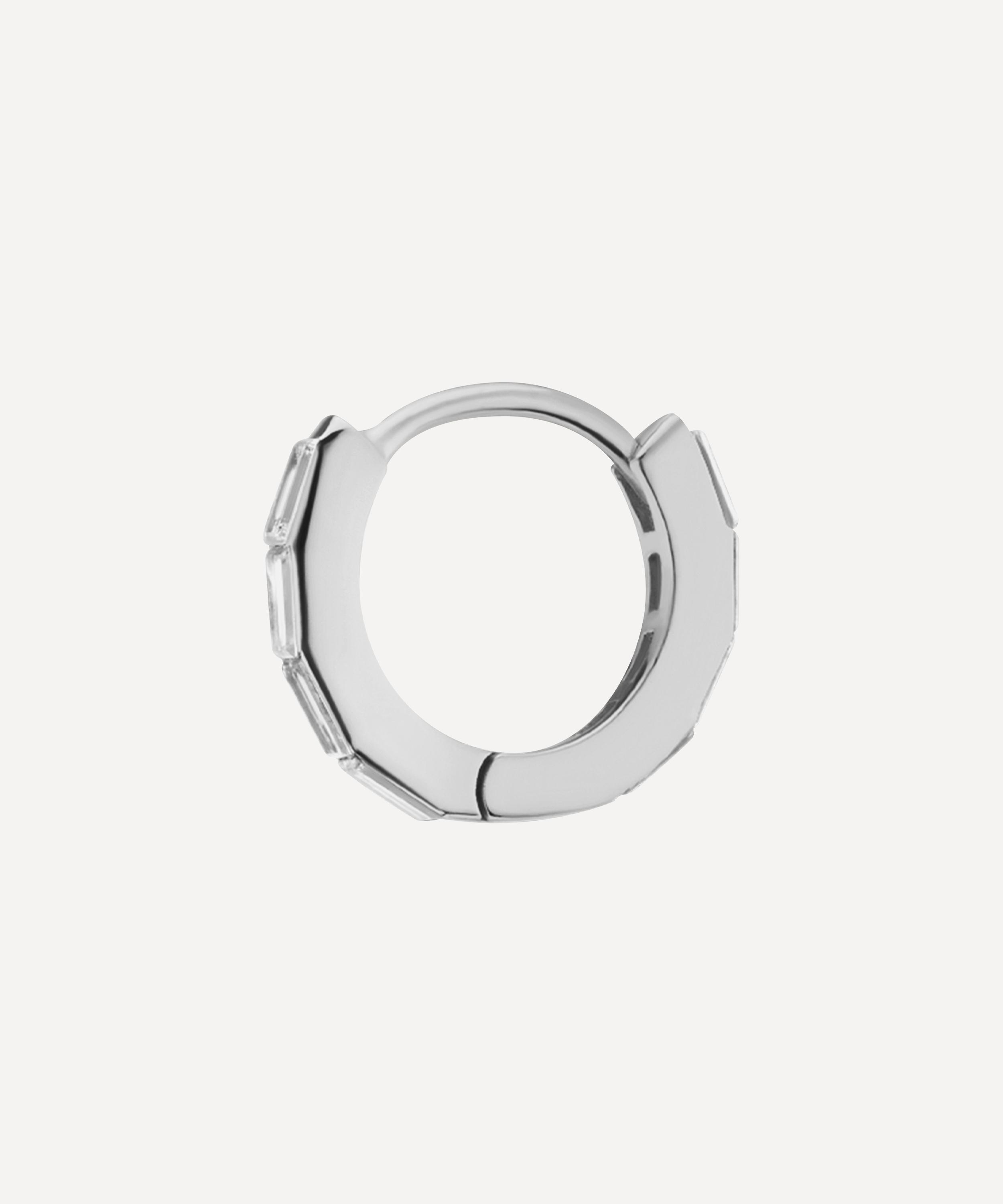 MARIA TASH MARIA TASH 18CT 6.5MM INVISIBLE SET BAGUETTE DIAMOND ETERNITY HOOP EARRING 000708418