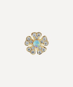Maria Tash - 18ct 8mm Opal and Diamond Pansy Single Threaded Stud Earring image number 0