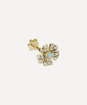 Maria Tash - 18ct 8mm Opal and Diamond Pansy Single Threaded Stud Earring image number 1