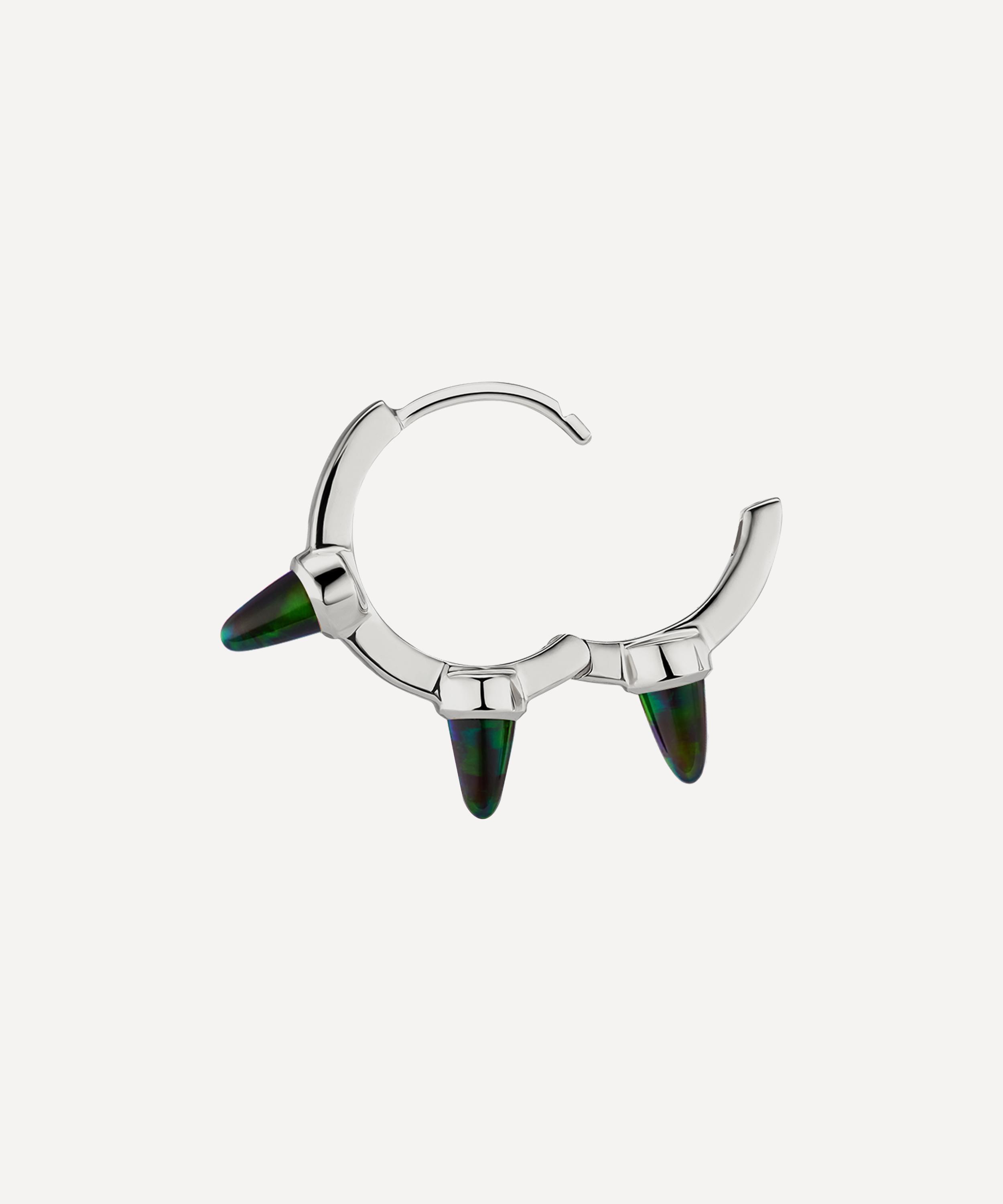 Maria Tash - 8mm Triple Short Black Opal Spike Hoop Earring image number 3