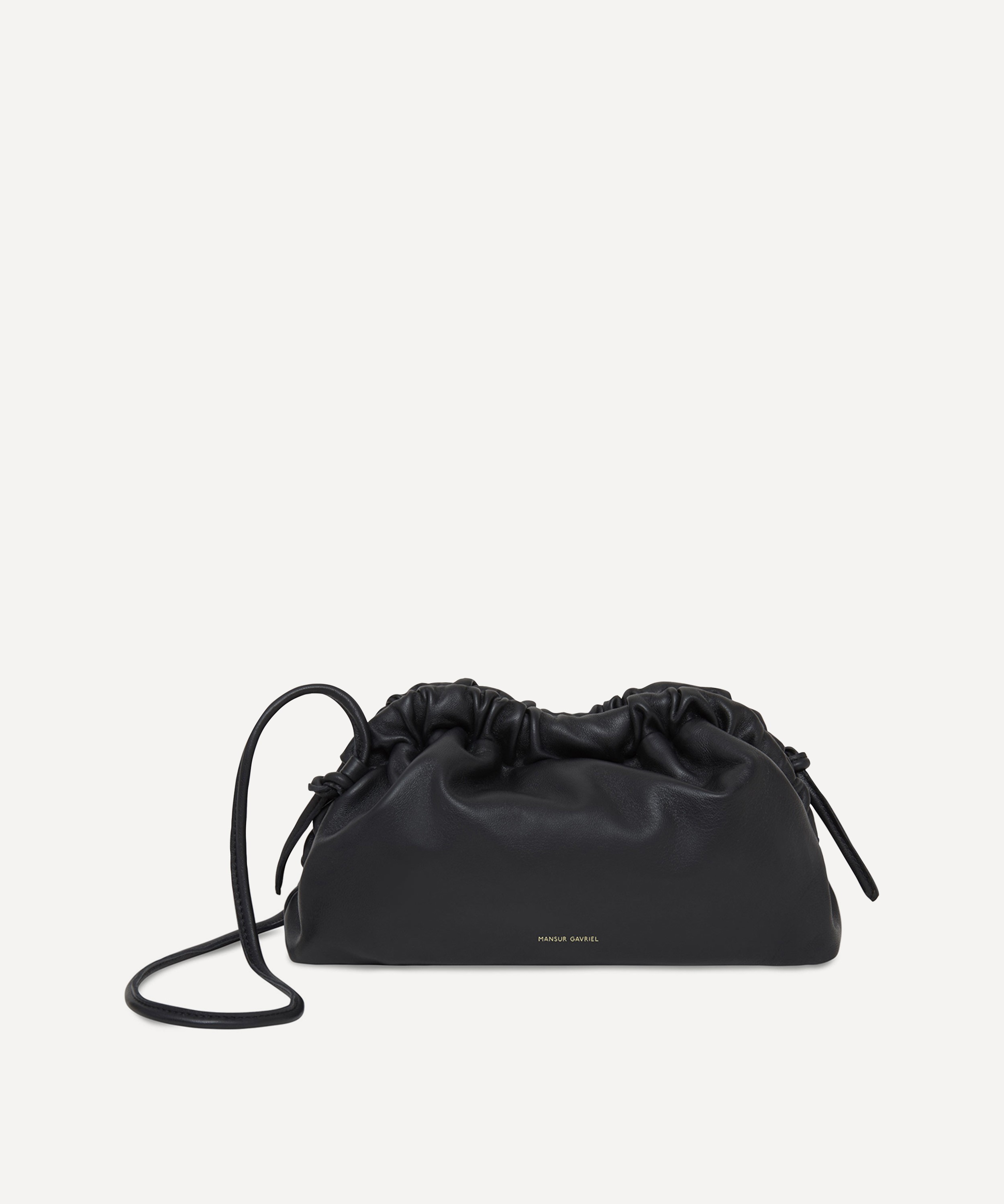 Mini messenger bag, Felt & gold-tone metal, charcoal — Fashion