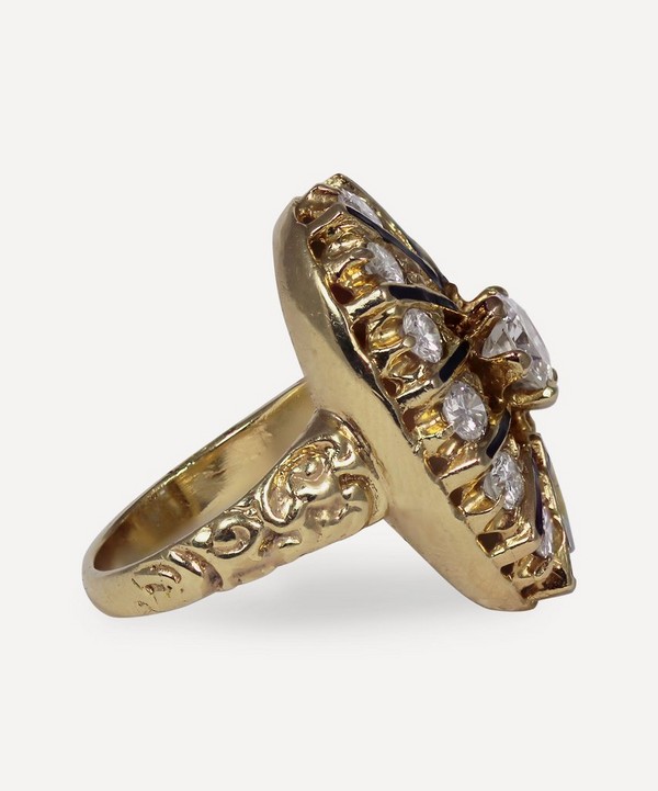 Kojis - Gold Diamond and Enamel Plaque Ring image number 3