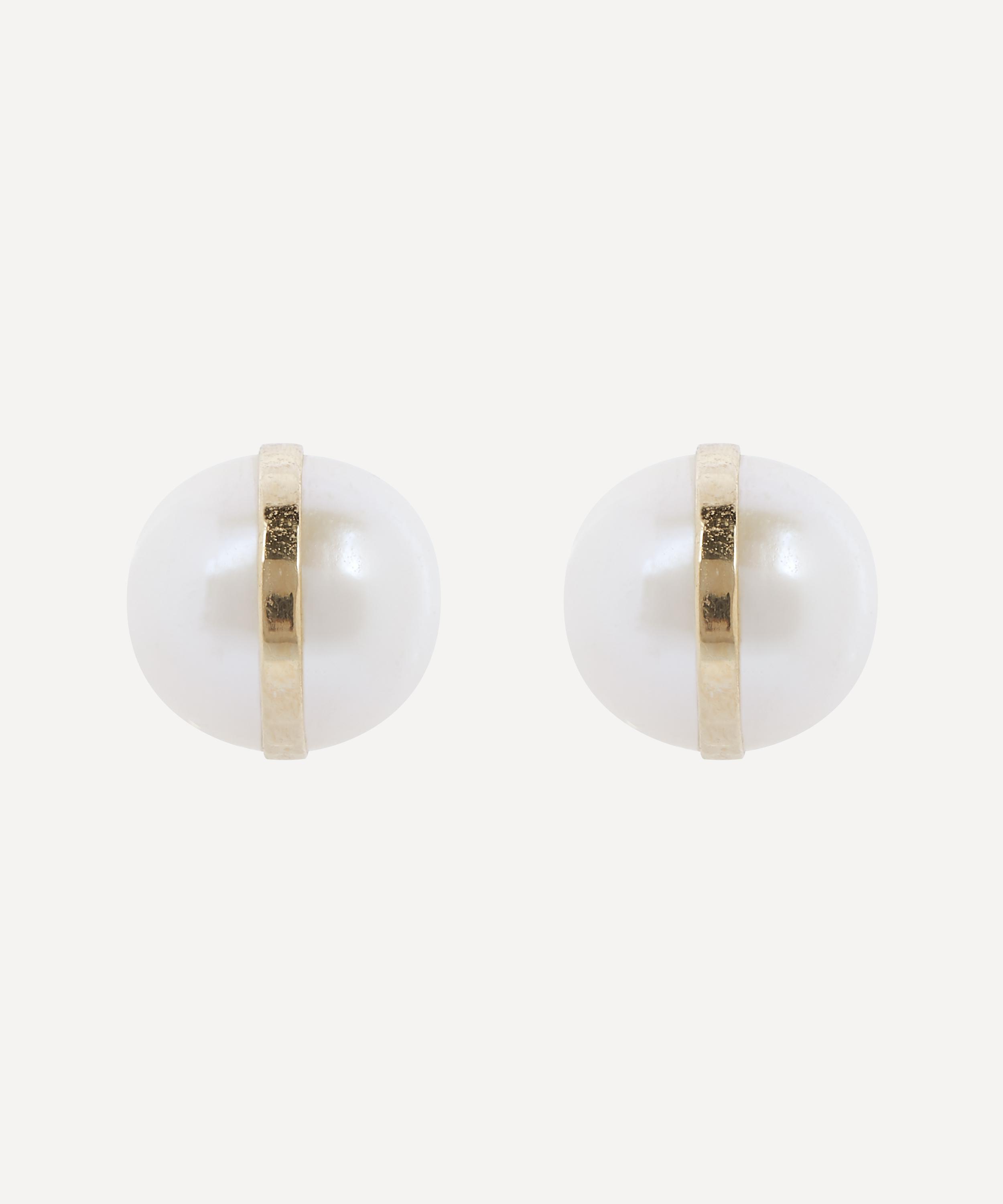 Melissa Joy Manning - 14ct Gold Pearl Stud Earrings image number 0