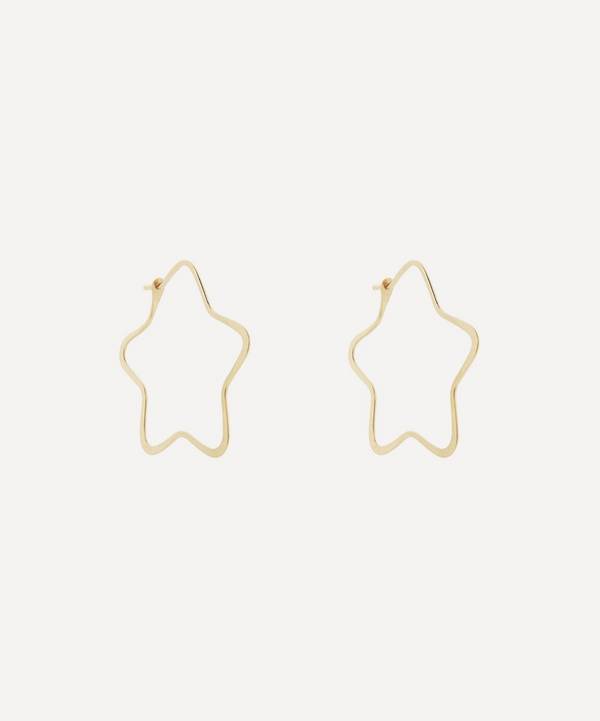 Melissa Joy Manning - 14ct Gold Extra Small Star Hoop Earrings image number 0