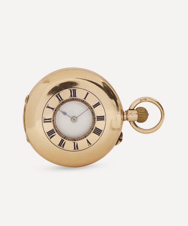 Designer Vintage - Compact 1920s Gentlemen’s 9 Carat Gold Half-Hunter Fob Watch image number null