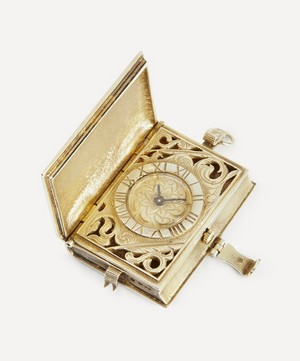 Designer Vintage - 1990s Silver-Gilt Miniature Book Pocket Watch image number 1