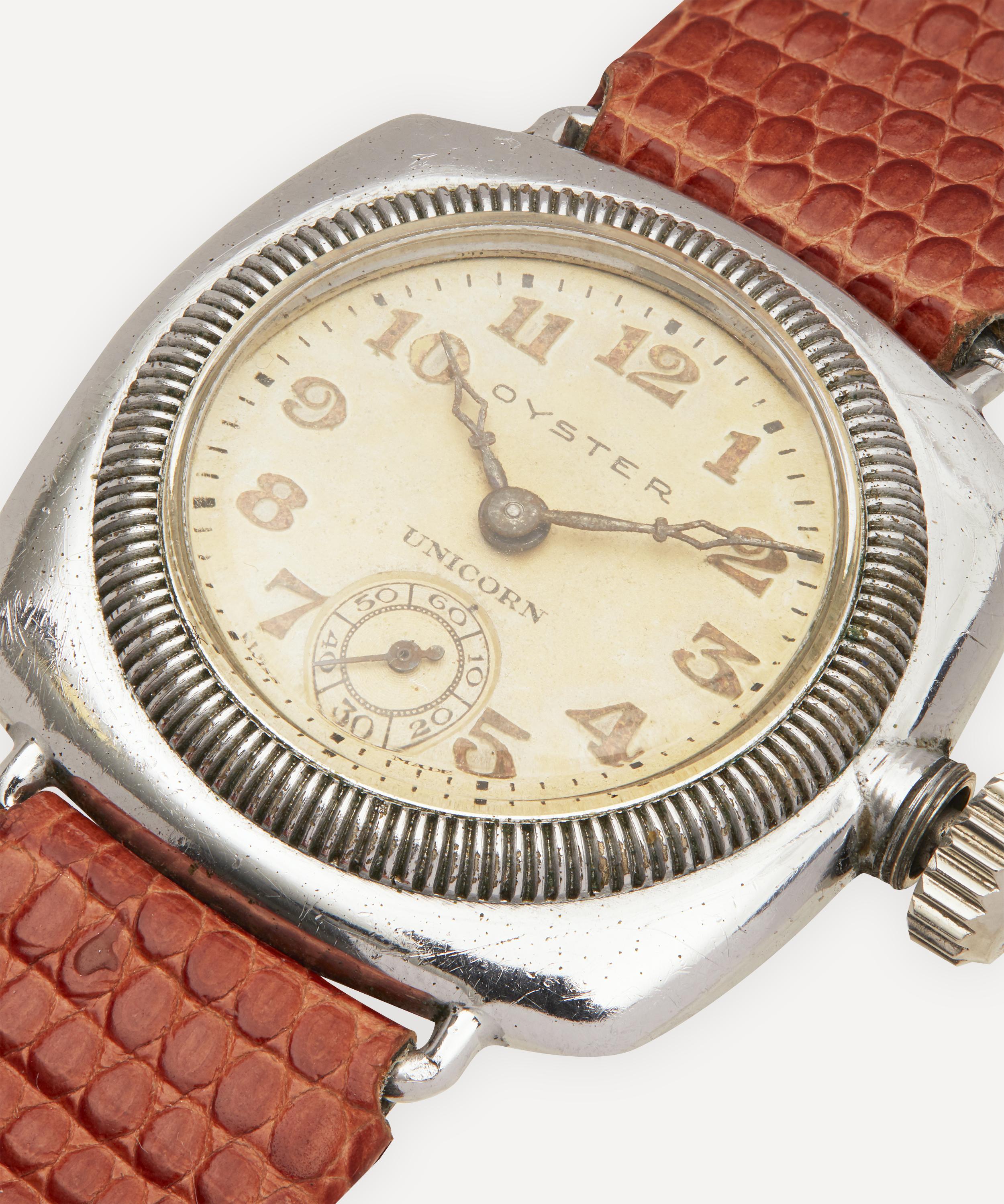 Designer Vintage Late 1920s to Early 1930s Rolex Oyster Unicorn White Metal Watch Liberty