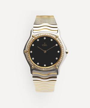 1990s Ebel Wave 24 Carat Gold, White Metal And Diamond Watch