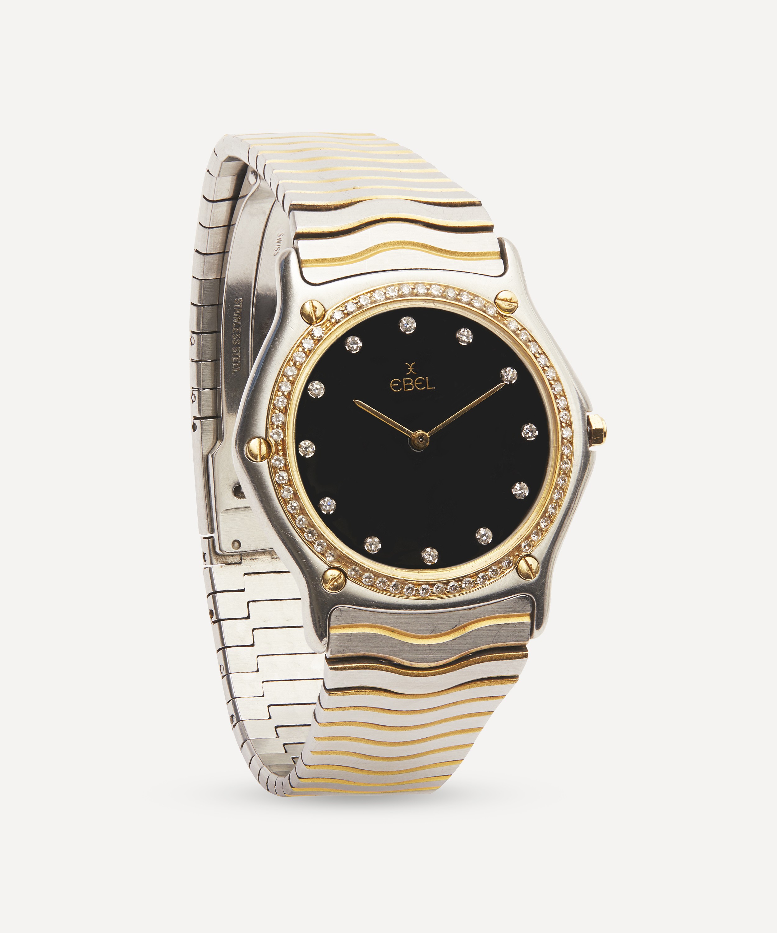Designer Vintage - 1990s Ebel Wave 24 Carat Gold White Metal and Diamond Watch image number 1