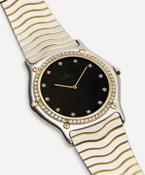 Designer Vintage - 1990s Ebel Wave 24 Carat Gold White Metal and Diamond Watch image number 3