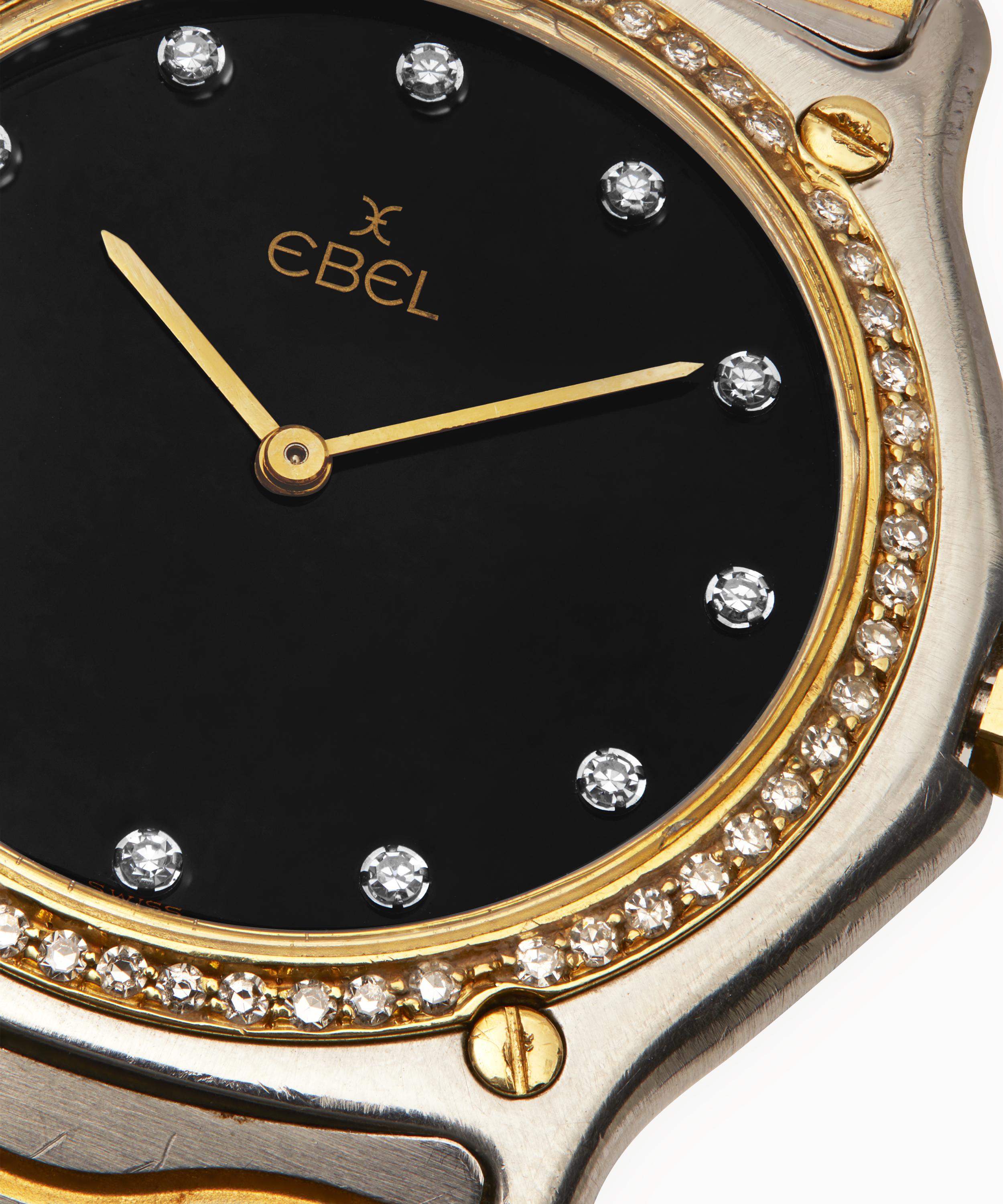 Designer Vintage - 1990s Ebel Wave 24 Carat Gold White Metal and Diamond Watch image number 4