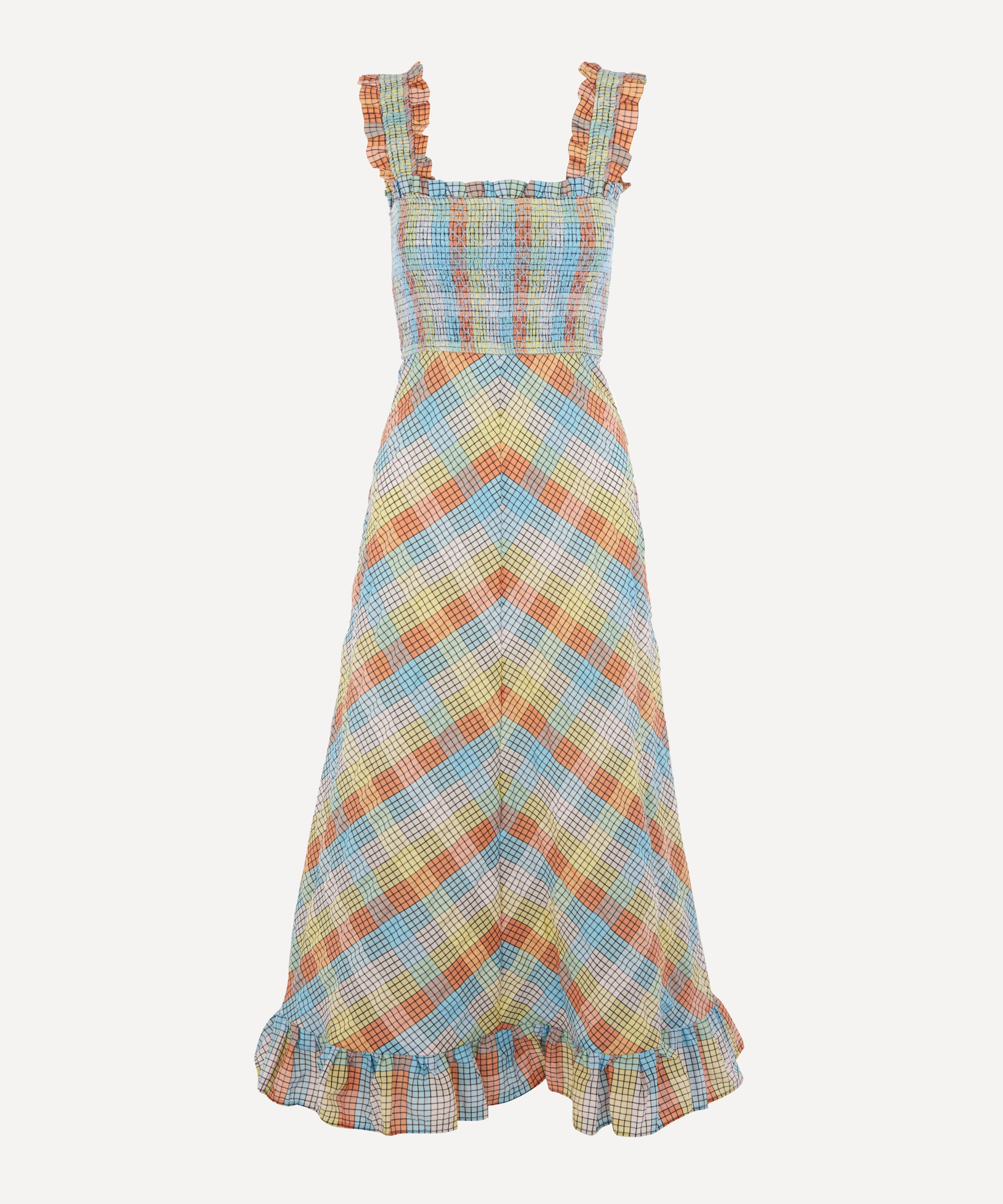 checked smock dress