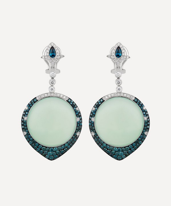 Kojis - White Gold Agate and Diamond Drop Earrings image number null
