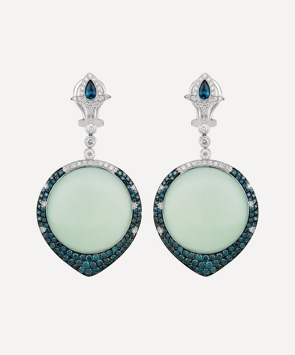 Kojis - White Gold Agate and Diamond Drop Earrings image number null