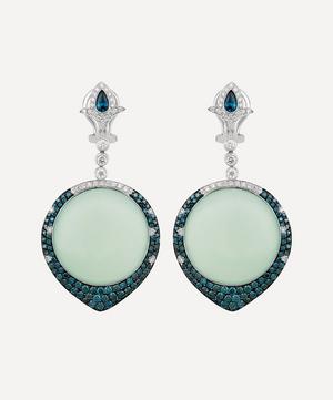 Kojis - White Gold Agate and Diamond Drop Earrings image number 0