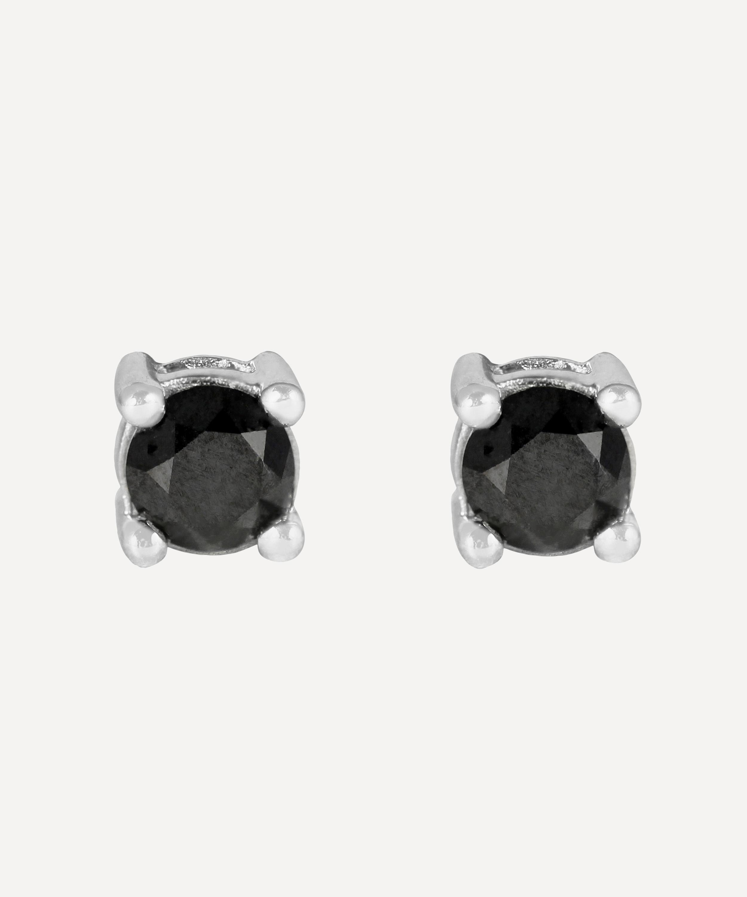 Kojis - White Gold Black Diamond Stud Earrings image number 0