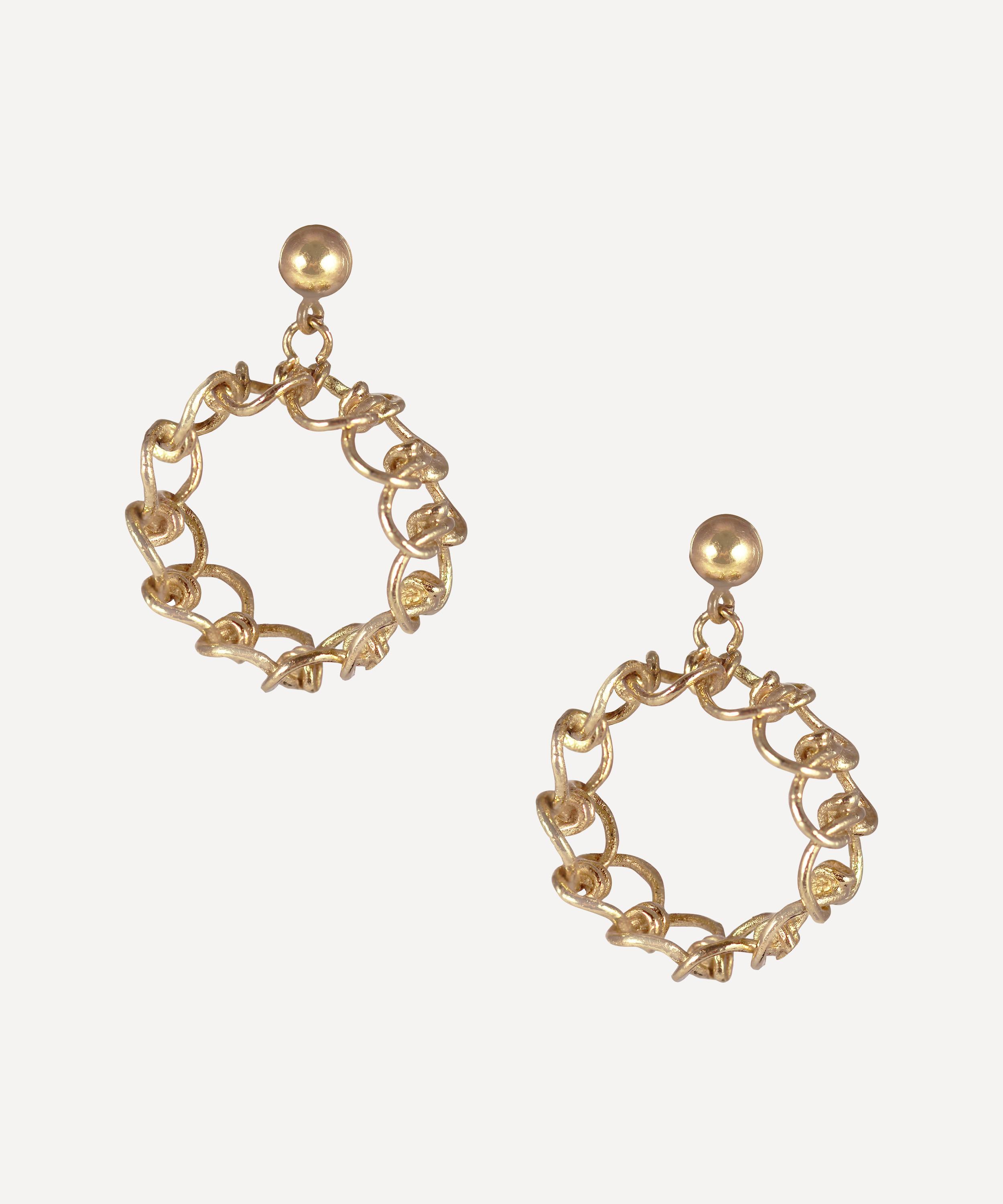 Kojis - Gold Open Work Hoop Earrings image number 0