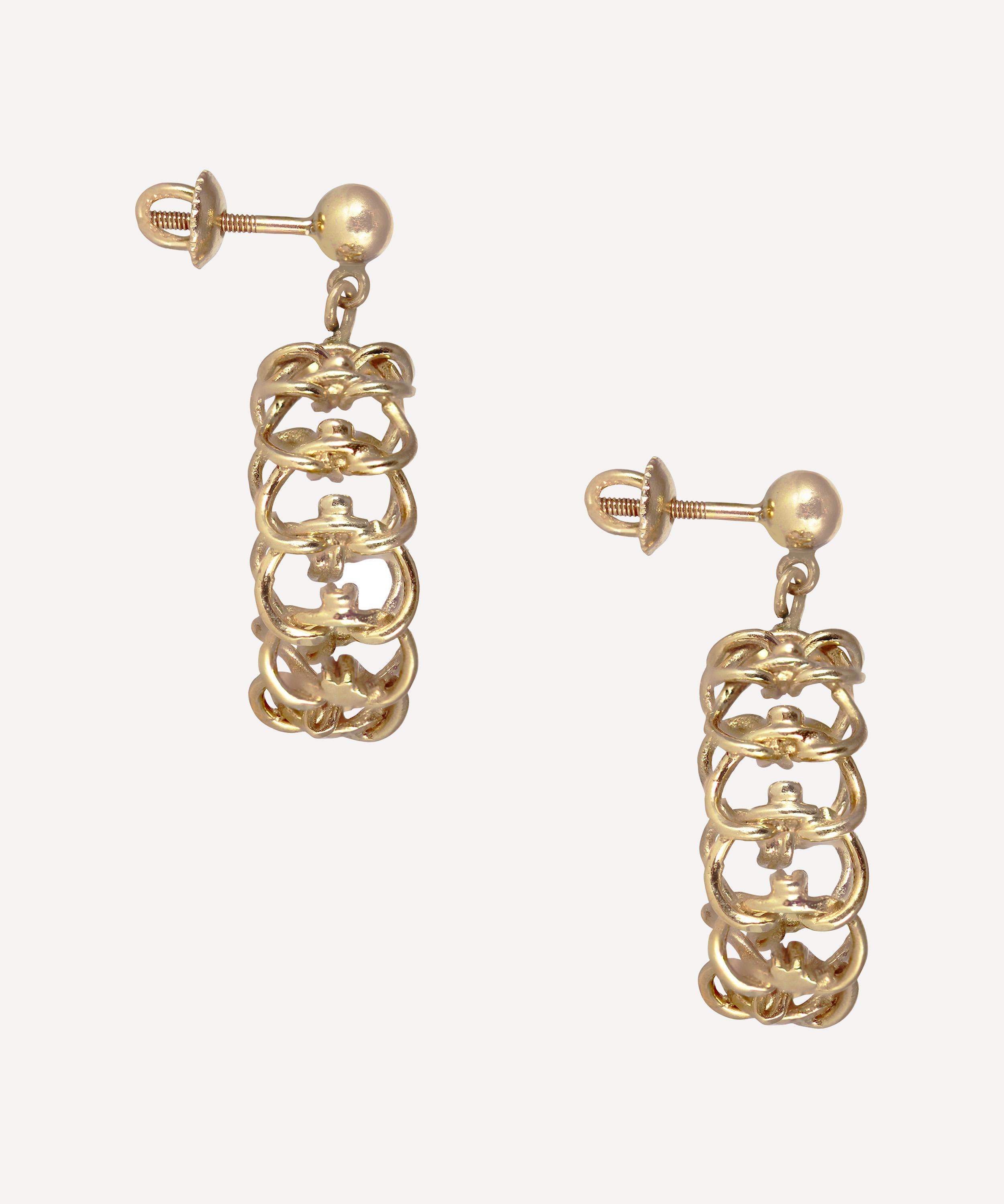 Kojis - Gold Open Work Hoop Earrings image number 1