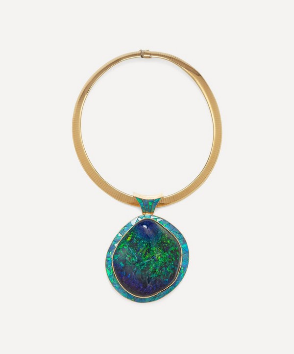 Kojis - 14ct Gold Black Opal Pendant Necklace image number null