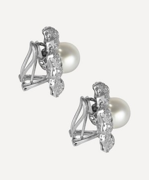 Kojis - White Gold South Sea Pearl and Diamond Flower Earrings image number 2