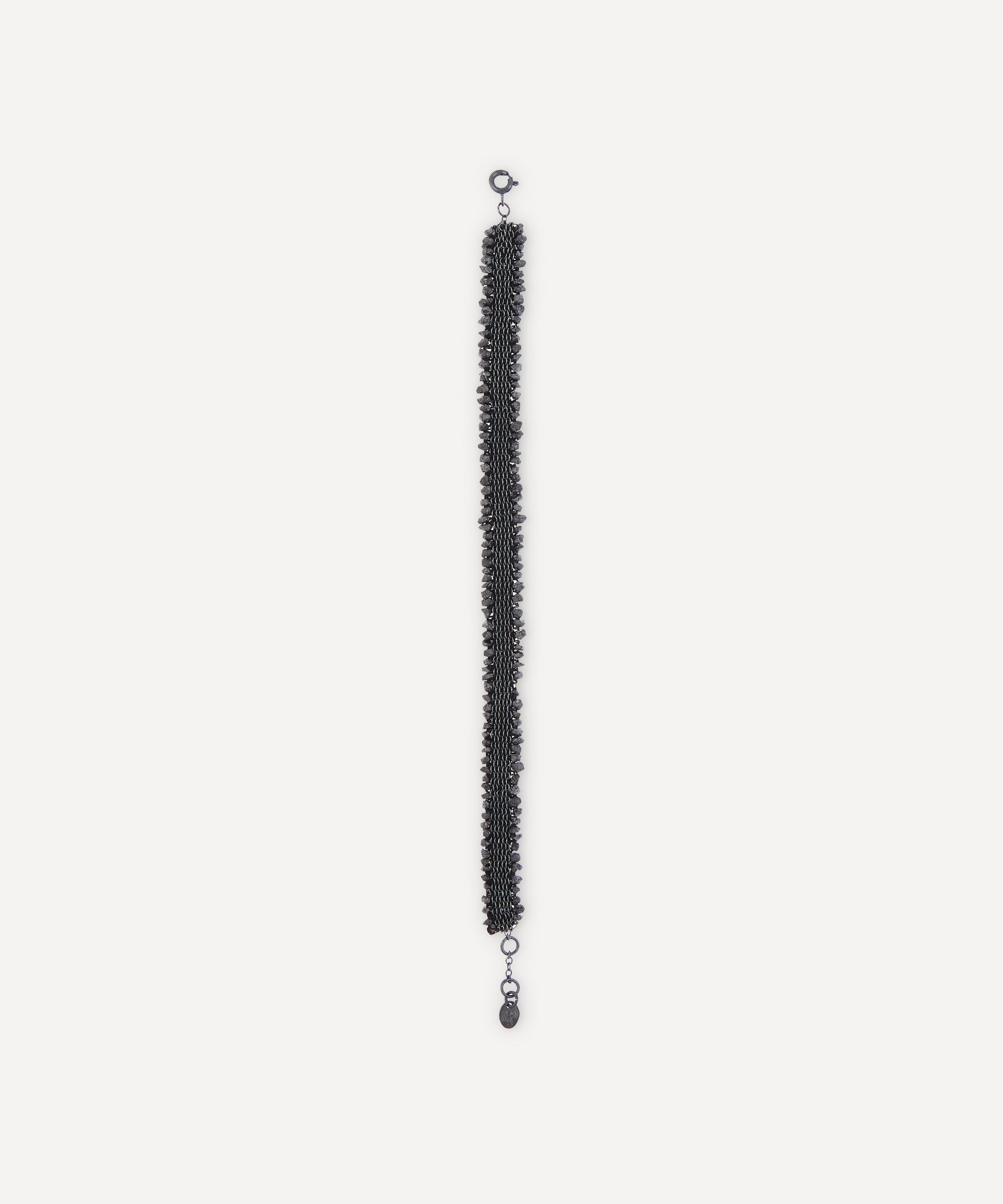 Stephanie Schneider - Oxidised Silver Raw Black Diamond Silk Chain Bracelet image number 0