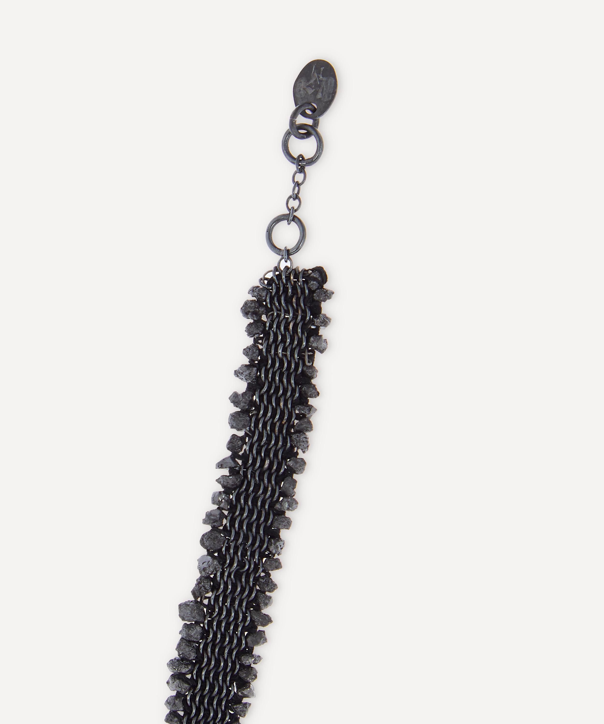 Stephanie Schneider - Oxidised Silver Raw Black Diamond Silk Chain Bracelet image number 3