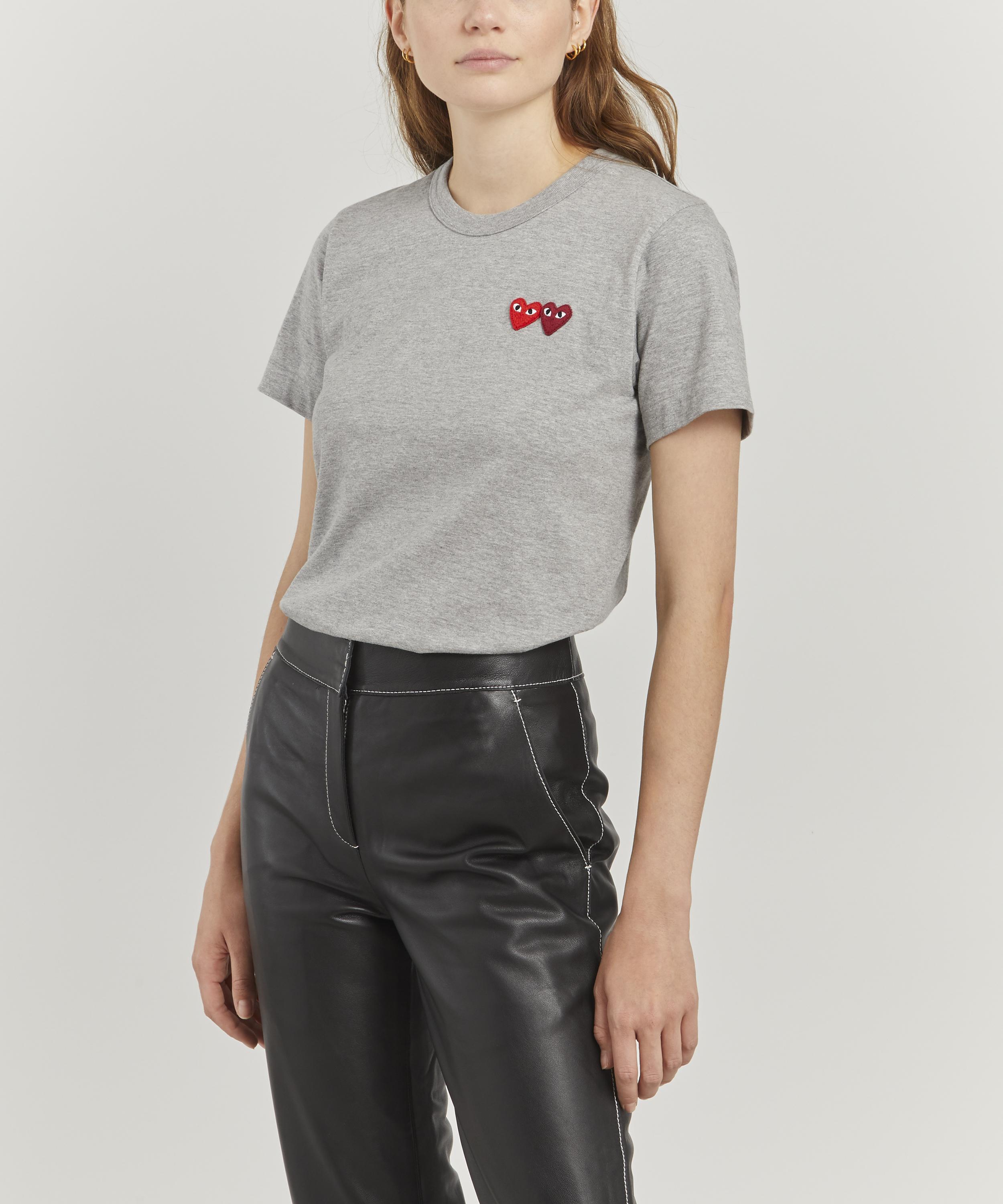 Shop Comme des Garçons PLAY Double Heart T-Shirt